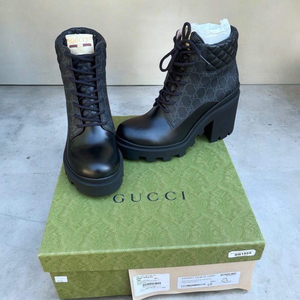 Gucci GG Quilted Lace Up Combat Boots